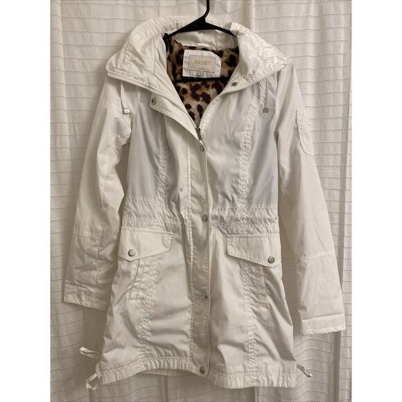 laundry by shelli segal coat Xs White Button Zip Hood Winter women rain fall - Picture 1 of 7